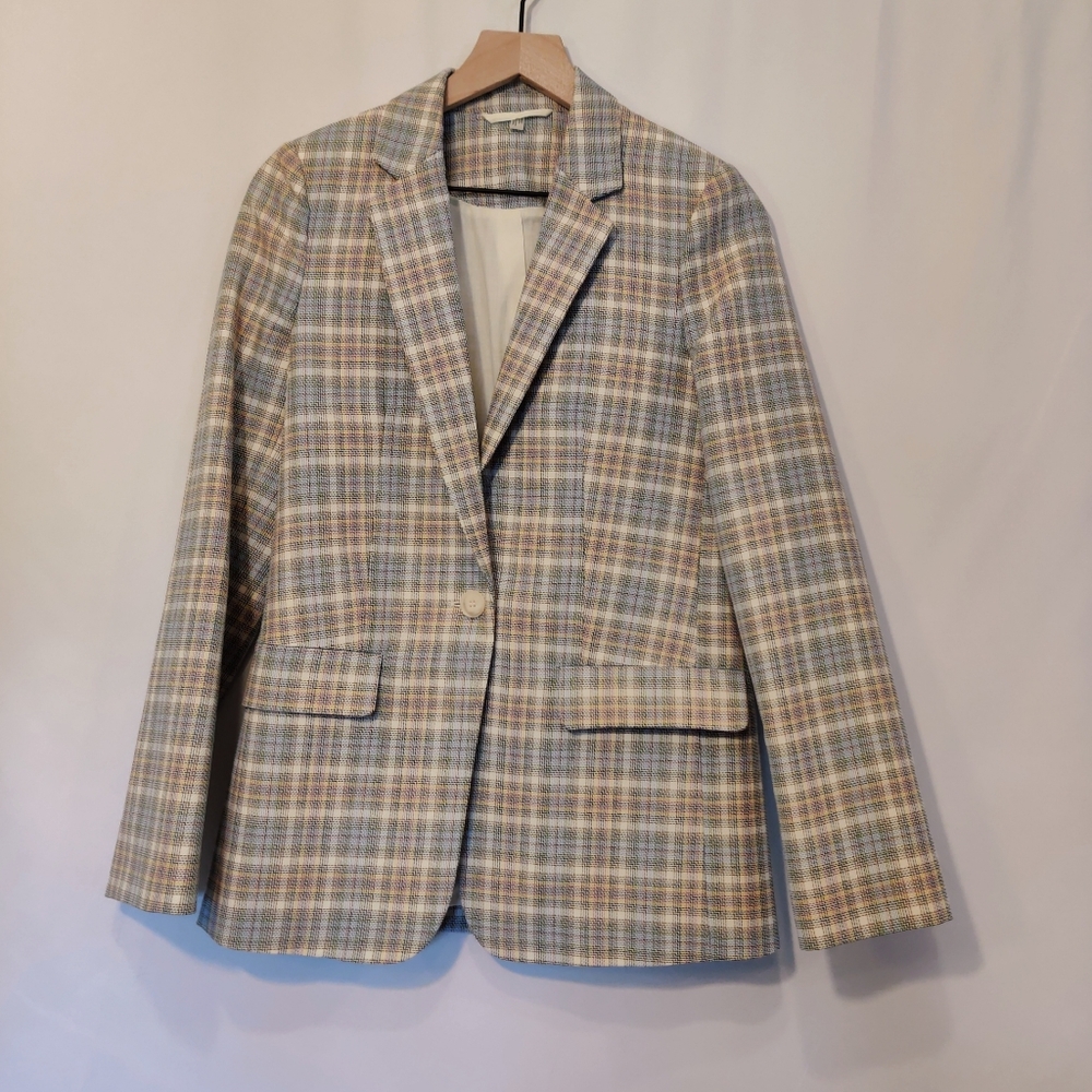 COS NWOT Women Checked Slim-fit Blazer In White